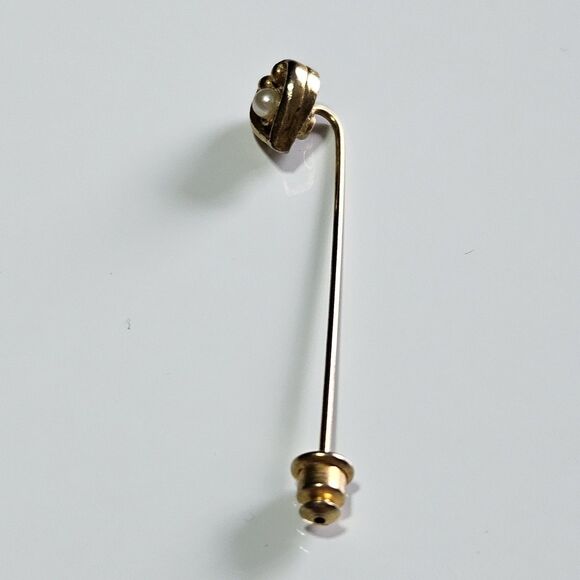 *Sale* Vintage Gold Tone Heart With Faux Pearl Stick Pin - Picture 9 of 9